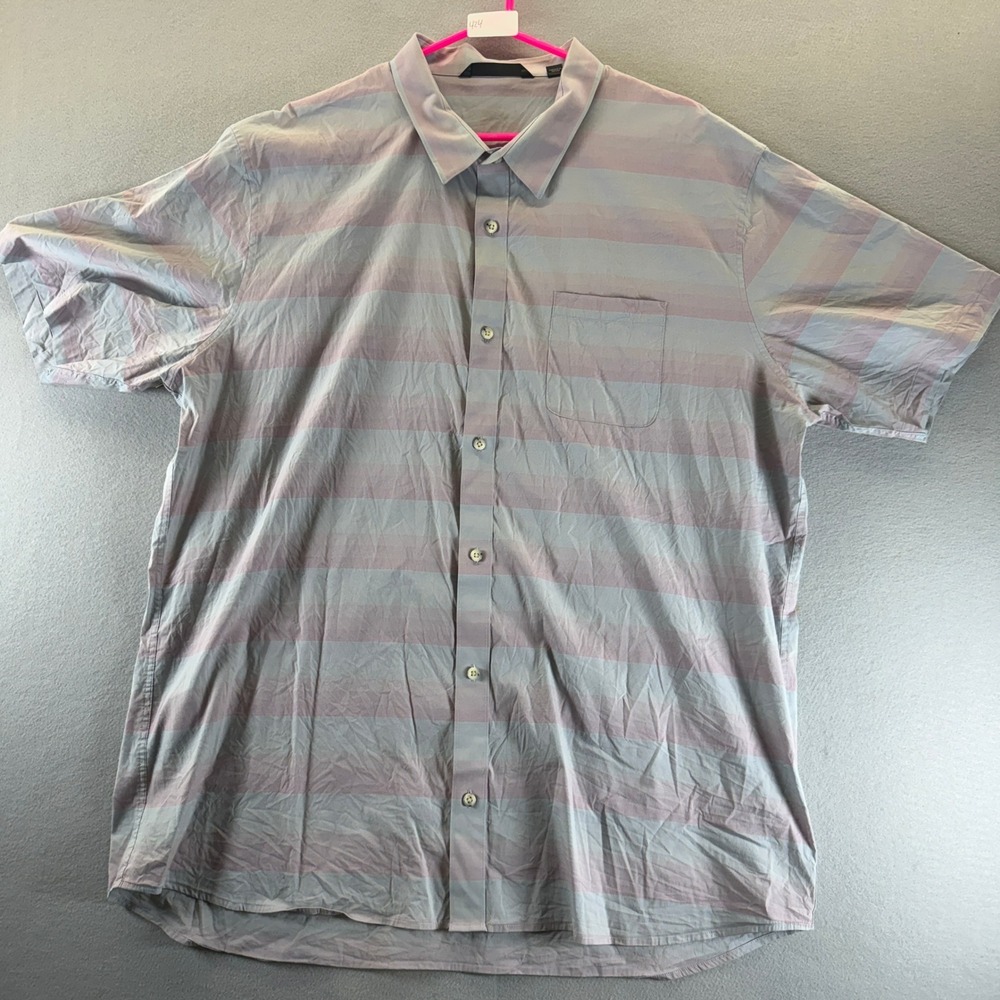 TravisMathew‎ Mens XXXL Short Sleeve Button Down Striped Golf Shirt Purple Blue